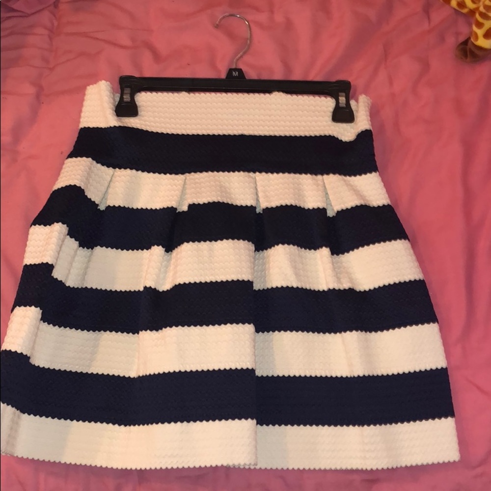 White and Navy Striped Skirt - Neslay Designer